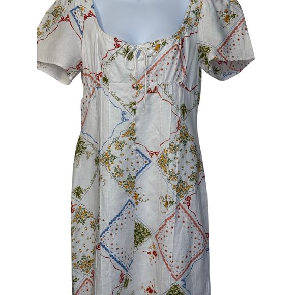 Reformation Linen Pierce Dress Size 8 Floral Midi - Picture 5 of 16